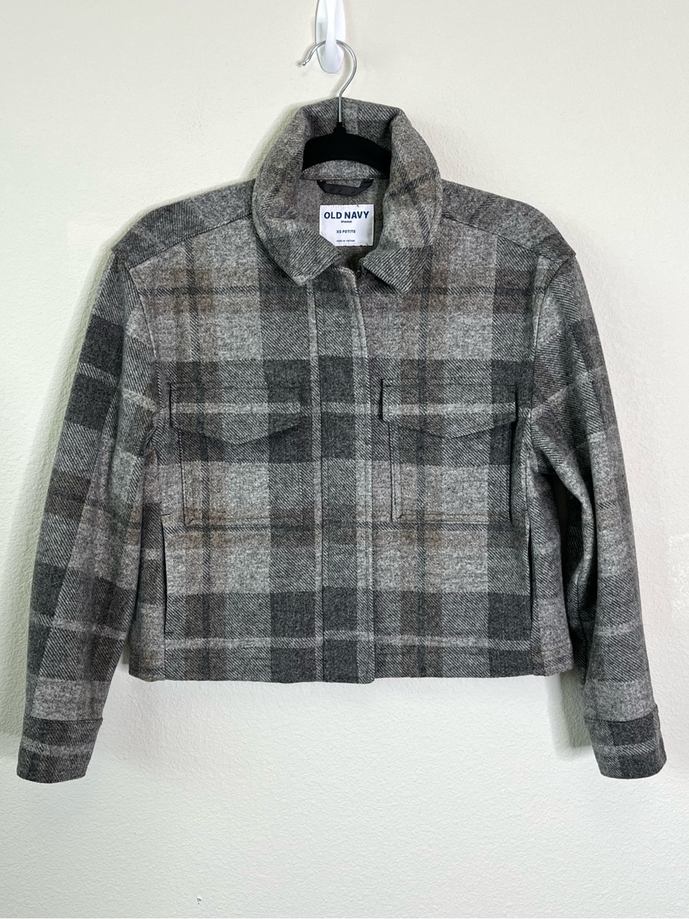 Old Navy Plaid Crop Jacket Oversized